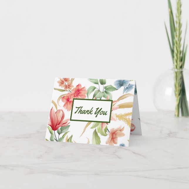 Carte De Remerciements Élégant floral  (Devant)