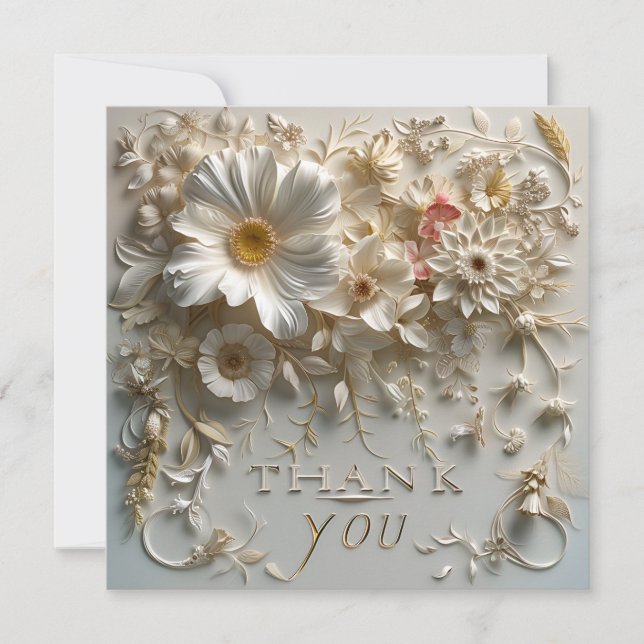 Carte De Remerciements Élégant floral (Devant)
