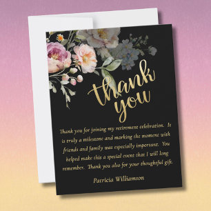 Carte De Remerciements Élégant floral aquarelle Budget retraite
