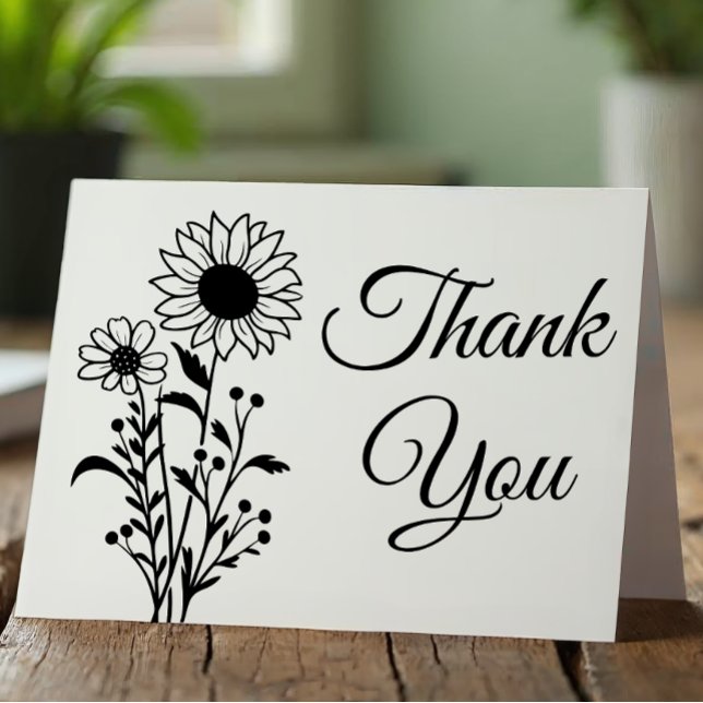 Carte De Remerciements Élégant Floral Blanc Fleur sauvage Mariage (Créateur téléchargé)