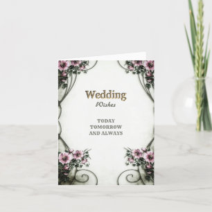 Carte De Remerciements Élégant floral d'ivoire Mariages en attente de fél