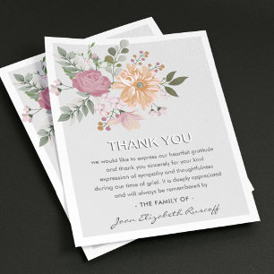 Carte De Remerciements Élégant floral & Foliage Sympathy Funeral