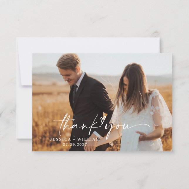 Carte De Remerciements Élégant Floral Love Heart Boho Mariage de automne  (Dos)