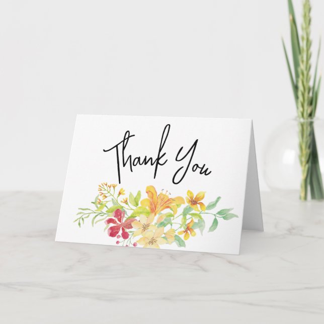 Carte De Remerciements Élégant Floral Lumineux |  Élégante Fête de Mariag (Devant)