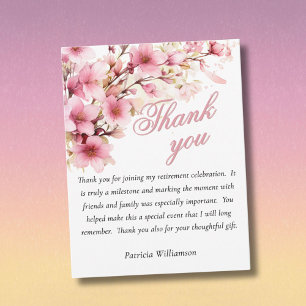 Carte De Remerciements Élégant floral rose aquarelle Budget retraite