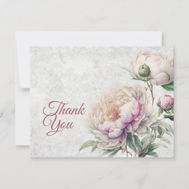 Carte De Remerciements Élégant floral rose et blanc (Devant)