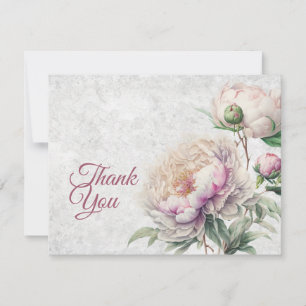 Carte De Remerciements Élégant floral rose et blanc