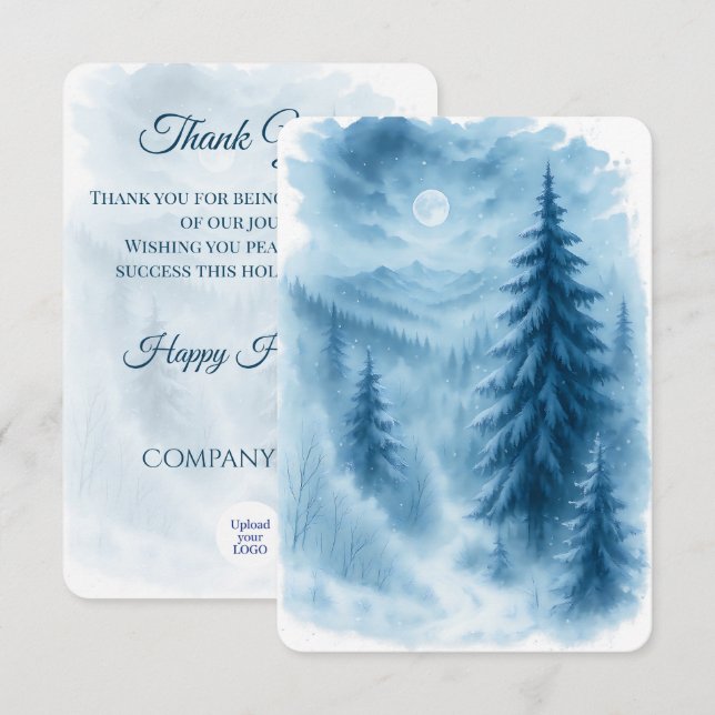 Carte De Remerciements Elégant Forêt d'hiver Cadeaux de vacances d'entrep (Devant / Derrière)