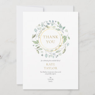 Carte De Remerciements Elégant Garland Simple Funeral Memorial