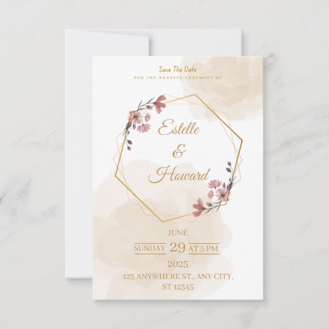 Carte De Remerciements Elegant Geometric Floral Save The Date Card (Devant)