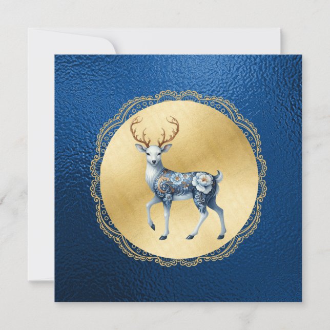 Carte De Remerciements Elegant Gold and Blue Christmas Thank You Note (Devant)