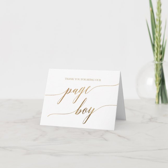 Carte De Remerciements Elegant Gold Calligraphy Page Garçon (Devant)
