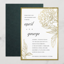 ELEGANT GOLD FOIL CLASSY FLORAL FIANÇAILLES INVITA