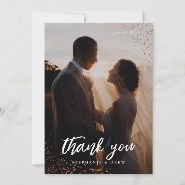 Carte De Remerciements Elegant Gold Glitter Wedding Photo (Devant)