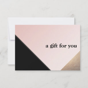 Carte De Remerciements Élégant Gold moderne, Black Pink Certificat cadeau