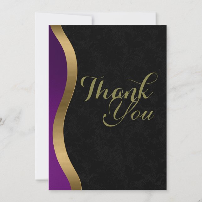 Carte De Remerciements Elégant Gold Purple Black Funeral (Devant)