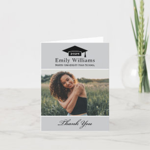 Carte De Remerciements Elégant gris clair photo personnalisée Graduation
