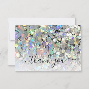 Carte De Remerciements Élégant Holographe Parties scintillant maquillage 