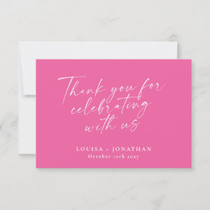 Carte De Remerciements Élégant Hot rose tendance Script personnalisé Mari