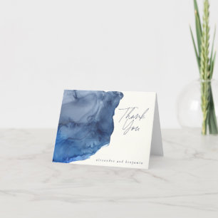 Carte De Remerciements Elégant Indigo Abstrait Mariage d'aquarelle