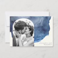 Elégant Indigo aquarelle Art mariage personnalisé 