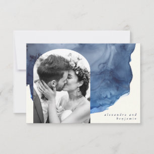 Carte De Remerciements Elégant Indigo aquarelle Art mariage personnalisé 
