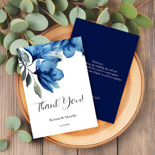 Carte De Remerciements Elégant Indigo bleu Floral Aquarelle Art Abstrait