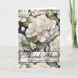 Carte De Remerciements Elégant ivoire rose marine couleur aquarelle fleur