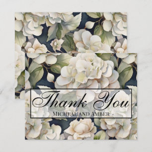 Carte De Remerciements Elégant ivoire rose marine couleur aquarelle fleur