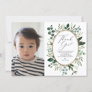 Carte De Remerciements Elégant jardin verdoyant d'Eucalyptus 1er annivers