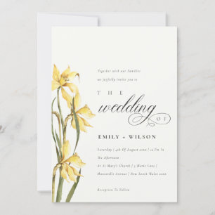 Carte De Remerciements Elégant Jaune Daffodil Aquarelle Mariage Invite