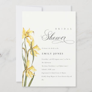 Carte De Remerciements Élégant joli Jaune Daffodil Fête des mariées Invit