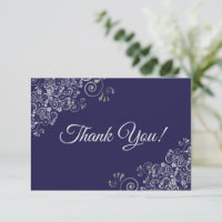 Élégant Lacy Silver & Navy Bleu Simple Mariage