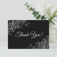 Élégant Lacy Silver & Noir Simple Mariage