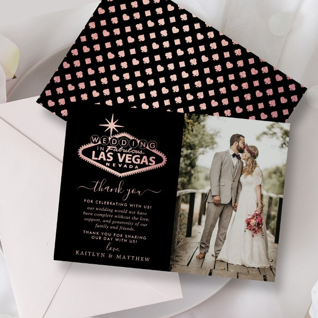 Carte De Remerciements Elégant Las Vegas Destination Mariage Photo (Créateur téléchargé)