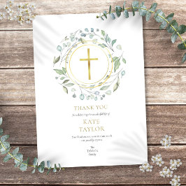 Carte De Remerciements Elegant Laurel Garland Funeral Memorial Gold Cross