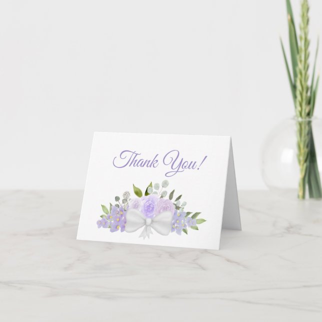 Carte De Remerciements Elégant Lavande aquarelle Floral Mariage Photo (Devant)