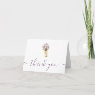 Carte De Remerciements Élégant Lavande tulipes aquarelle Baby Shower de m