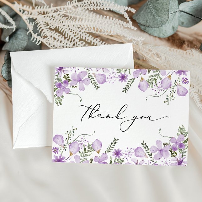 Carte De Remerciements Élégant Lavender Watercolor Mariage (Créateur téléchargé)