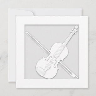 Carte De Remerciements Élégant Livre blanc Violon & Bow Musicien