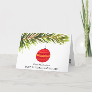 Carte De Remerciements Élégant logo d'entreprise QR Code Bauble Noël