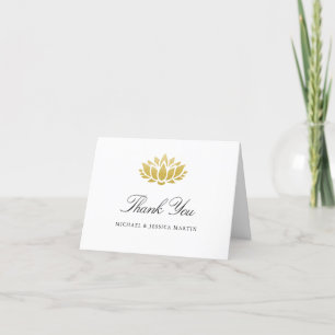 Carte De Remerciements Elégant Lotus Or Fleur mariage personnalisé