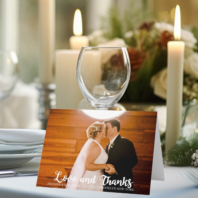 Carte De Remerciements Elegant Love and Thanks Modern Mariage Photo (Créateur téléchargé)