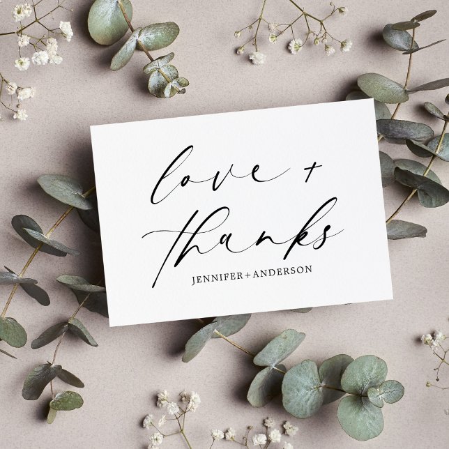 Carte De Remerciements Elegant Love and Thanks Script Mariage QR Code (Créateur téléchargé)