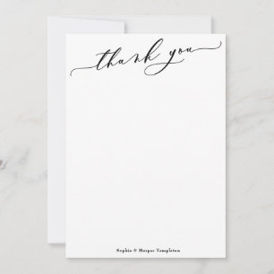 Carte De Remerciements Élégant Luxe Écriture Simple Noir & Blanc