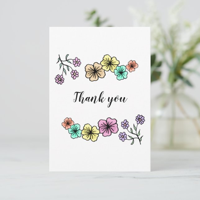Carte De Remerciements Elégant mariage à fleurs rustique (Debout devant)