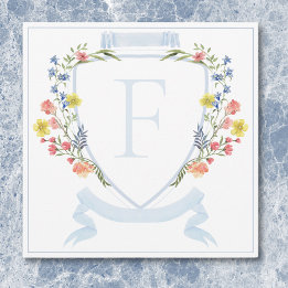 Carte De Remerciements Élégant mariage avec blason de fleurs sauvages pas