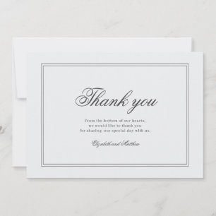 Carte De Remerciements Élégant Mariage blanc classique simple