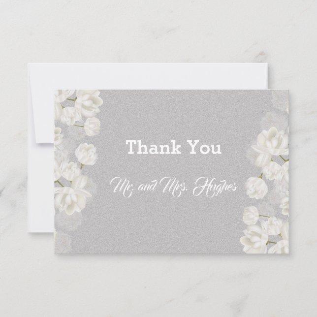 Carte De Remerciements Élégant Mariage blanc Tulipe (Devant)