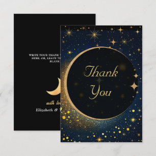 Carte De Remerciements Élégant mariage céleste de lune mystique